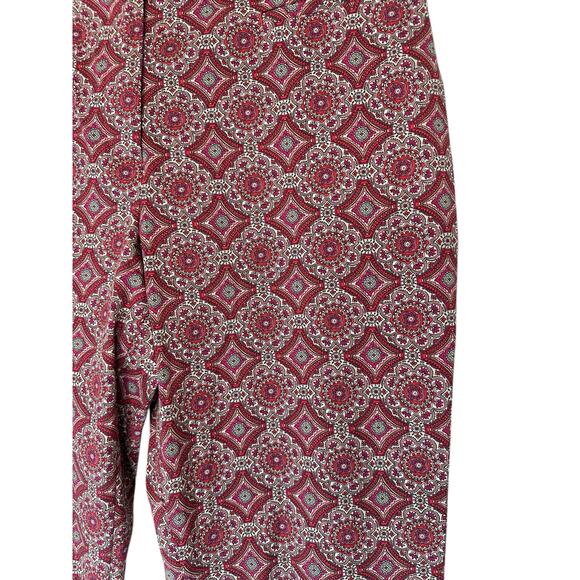 Talbots Pink White Medallion Paisley Office Work Career Crop Dress Pants Size 12 - Picture 4 of 11